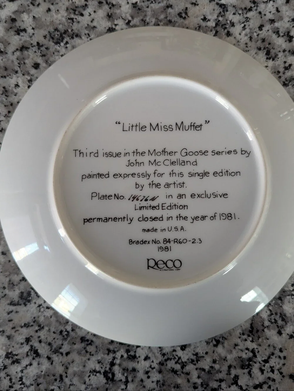 Vintage Reco Little Miss Muffet Plate